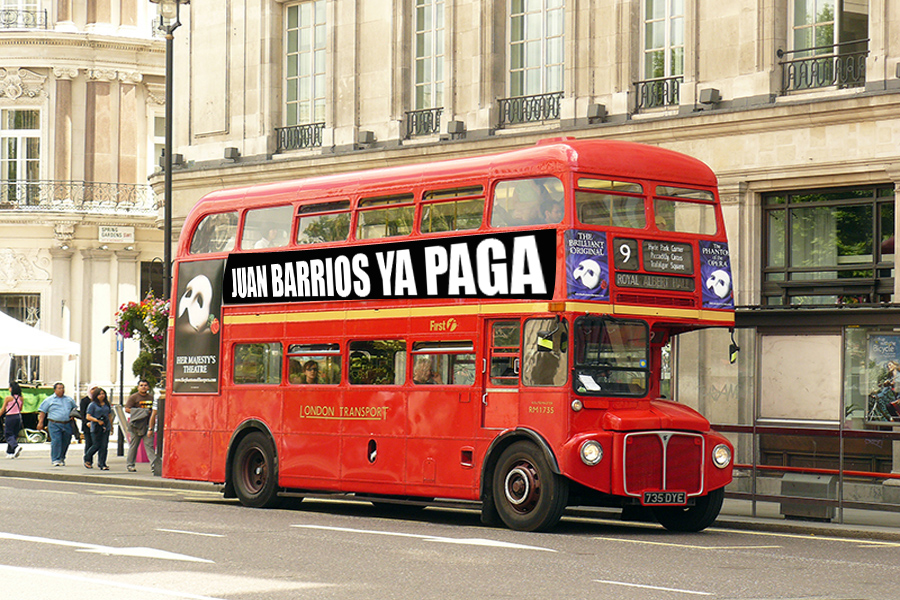 Autobuses Ingleses se unen a la protesta contra JUAN BARRIOS
